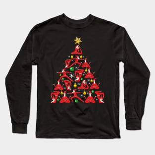 Yoga Christmas Shirt Santa Yoga Christmas Tree Long Sleeve T-Shirt